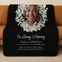 Manta Sherpa Eucalyptus Script Custom Text & Photo Memorial