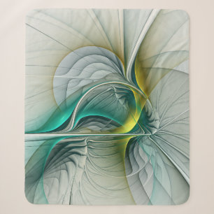 Manta Sherpa Evolución fractal, arte abstracto de turquesa dora