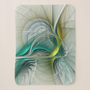 Manta Sherpa Evolución fractal, arte abstracto de turquesa dora