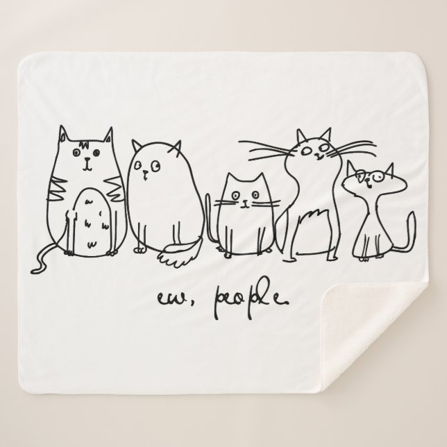 Manta Sherpa Ew, People Funny Meowy Cat Aovers (Anverso (horizontal))