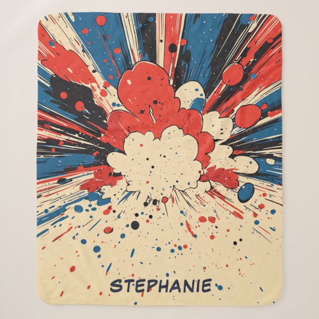 Manta Sherpa Explosión de arte pop de estilo cómico (4) (Anverso)