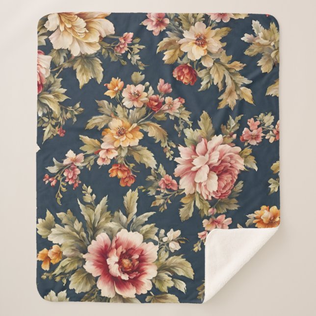 Manta Sherpa Exquisitas Flores De Primavera Elegantes. Pintura (Anverso)