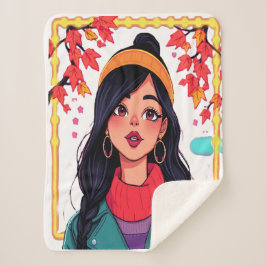 Manta Sherpa Extra Large Cozy Sherpa Blanket – Autumn Girl Art 