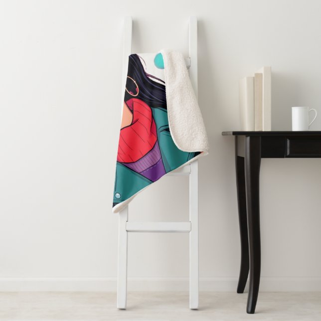 Manta Sherpa Extra Large Cozy Sherpa Blanket – Autumn Girl Art  (In situ)