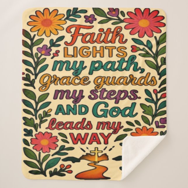 Manta Sherpa  Faith Lights My Path Christian Art - Inspirationa (Anverso)