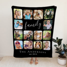 Manta Sherpa Familia 14 Collage de fotos negro