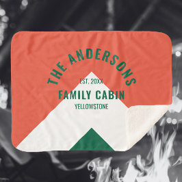 Manta Sherpa Familia Cabina Nombre Personalizado Red Navy Retro