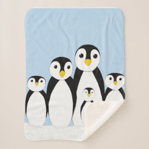 Manta Sherpa Familia Cute Penguin