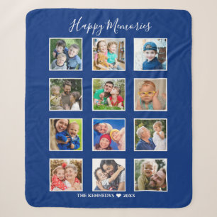 Manta Sherpa Familia de Collage de fotos personalizada 12 Nombr
