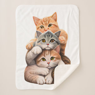 Manta Sherpa Familia Gato Feliz