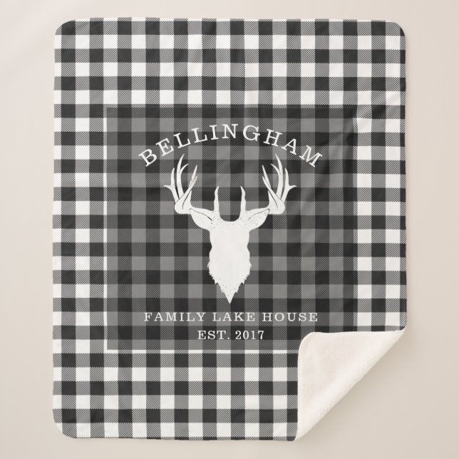 Manta Sherpa Familia Rustic Black Lake House (Anverso)