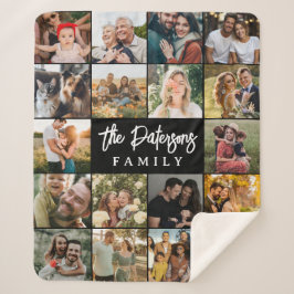 Manta Sherpa Family Name 18 Photo Collage Modern Elegant Black