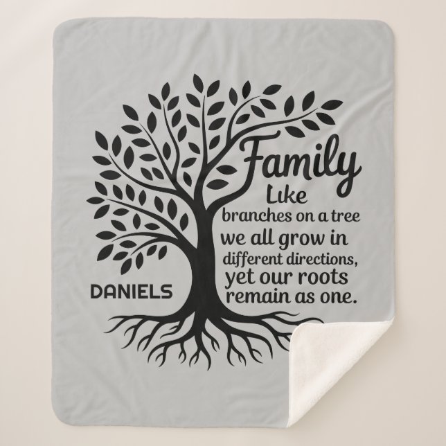 Manta Sherpa Family Tree Black & Gray Personalized (Anverso)