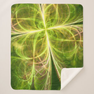 Manta Sherpa Fantasía abstracta cuatro deja trono amarillo verd