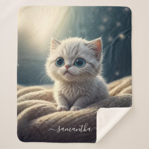 Manta Sherpa Fantasía aburre a un bebé gato gatito personalizad