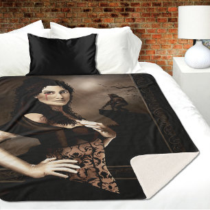 Manta Sherpa Fantasía de amor oscuro gótico vampiro sangre homb