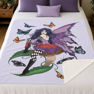 Manta Sherpa Fantasia de Mariposa Hada Morada Caprichosa