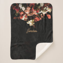 Manta Sherpa "Fantasía floral otoñal"