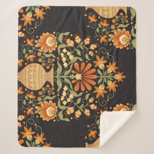 Manta Sherpa Fantasía mogol: Opulencia floral retro