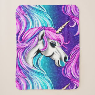 Manta Sherpa Fantasía Patrón sin foco de Unicornio blanco