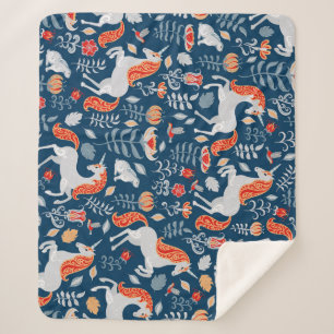 Manta Sherpa Fantasía popular: Unicornios, conejos, aves