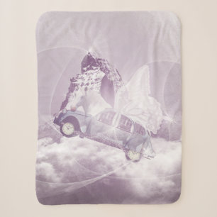 Manta Sherpa Fantasía rosa Volando Caballo Carne Mariposa Ala d