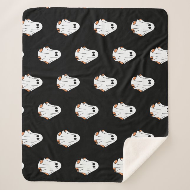 Manta Sherpa Fantasma de Halloween, divertida Halloween, fiesta (Anverso)