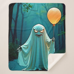Manta Sherpa Fantasma fantasmal con globo espeluznante