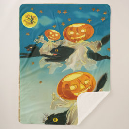 Manta Sherpa Fantasmas de calabaza de Halloween y gatos negros