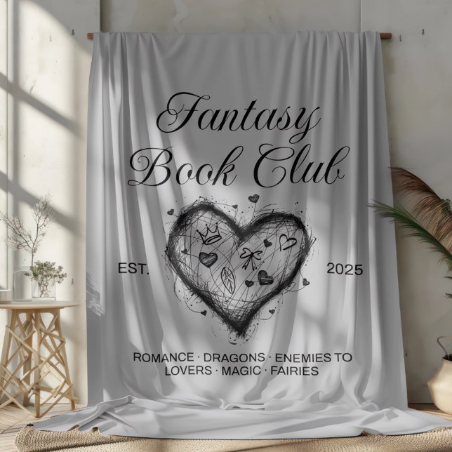 Manta Sherpa Fantasy Book Club Typography & Heart doodle sketch (Subido por el creador)