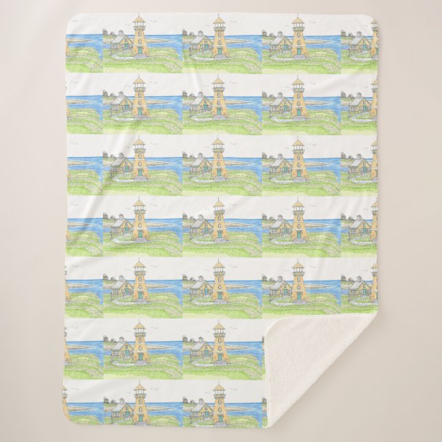 Manta Sherpa Faro amarillo Sherpa Blanket (Anverso)