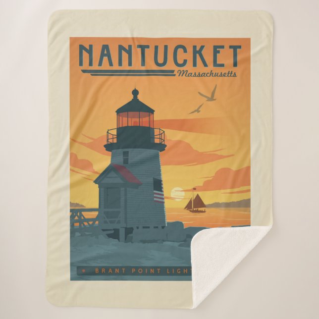 Manta Sherpa Faro de Brant Point | Mamáes de Nantucket (Anverso)