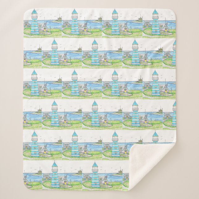 Manta Sherpa Faro de Turqoise Sherpa Blanket (Anverso)