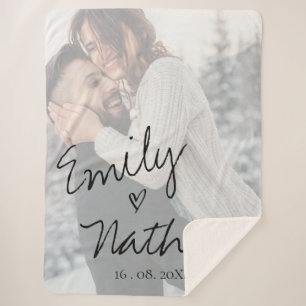 Manta Sherpa Faux Vellum Efecto Boda fotográfico Fecha Personal