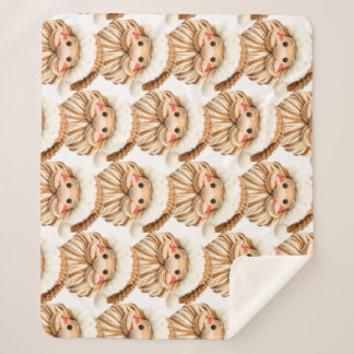 Manta Sherpa Faux yarn notch-hook Santa face Christmas