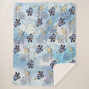 Manta Sherpa Feathers de tono de pájaro de loro exótico