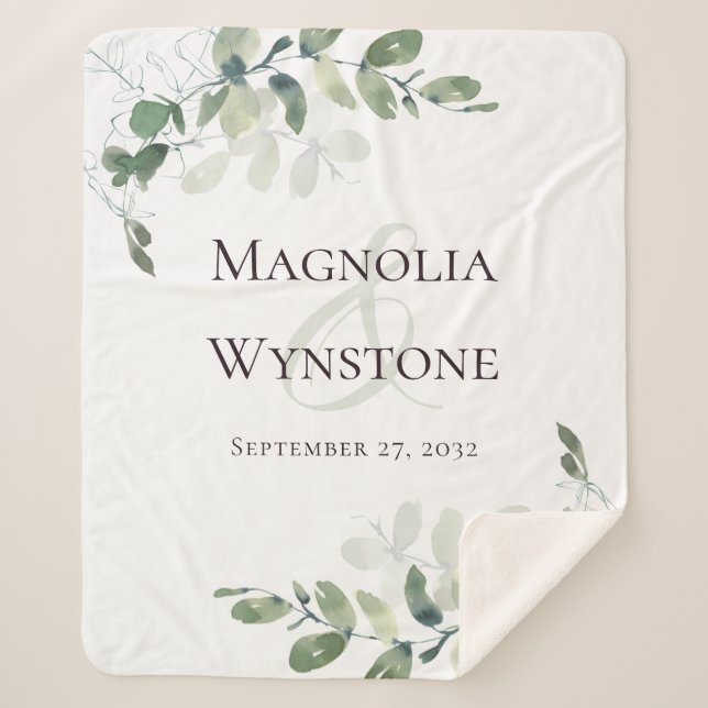 Manta Sherpa Fecha de nombres de parejas de eucalipto (Anverso)