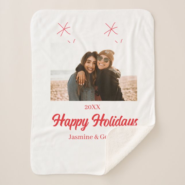 Manta Sherpa Felices vacaciones chicas regalos familiares de fo (Anverso)