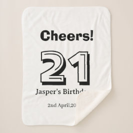 Manta Sherpa Felicidades 21 cumpleaños letra negrita nombre chi