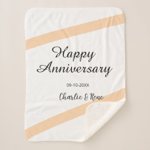 Manta Sherpa Felicitaciones de aniversario de bodas nombre líne