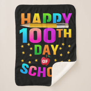 Manta Sherpa Feliz 100° Día de la Escuela para profesores y est