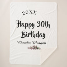 Feliz cumpleaños 30 rosa blanco floral nombre y