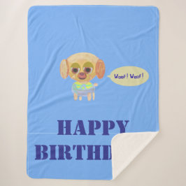 Manta Sherpa Feliz cumpleaños Blue Fleece Blanket