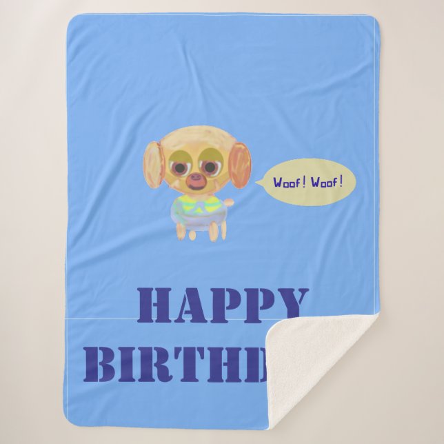 Manta Sherpa Feliz cumpleaños Blue Fleece Blanket (Anverso)