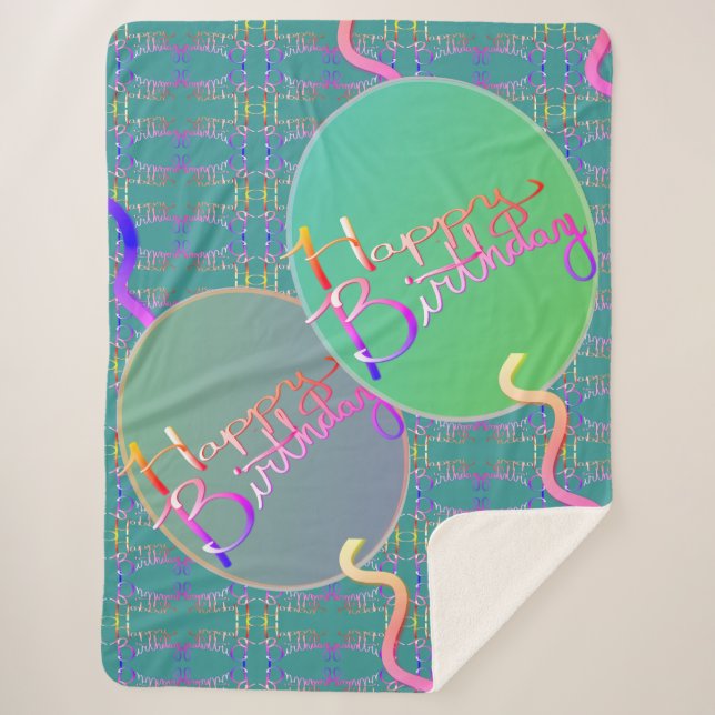 Manta Sherpa Feliz cumpleaños, globos Sherpa Blanket (Anverso)