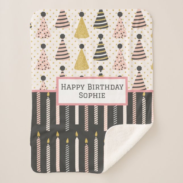 Manta Sherpa Feliz cumpleaños Sherpa Blanket (Anverso)