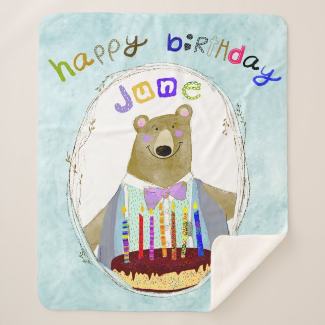 Manta Sherpa Feliz Cumpleaños - Tamaño medio (Anverso)