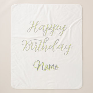 Manta Sherpa Feliz cumpleaños verde gris pastel nombre fecha mo