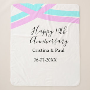Manta Sherpa Feliz décimo aniversario nombre de boda minimalist