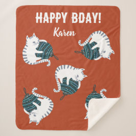 Manta Sherpa Feliz DÍA bebé Tabby lindo gato